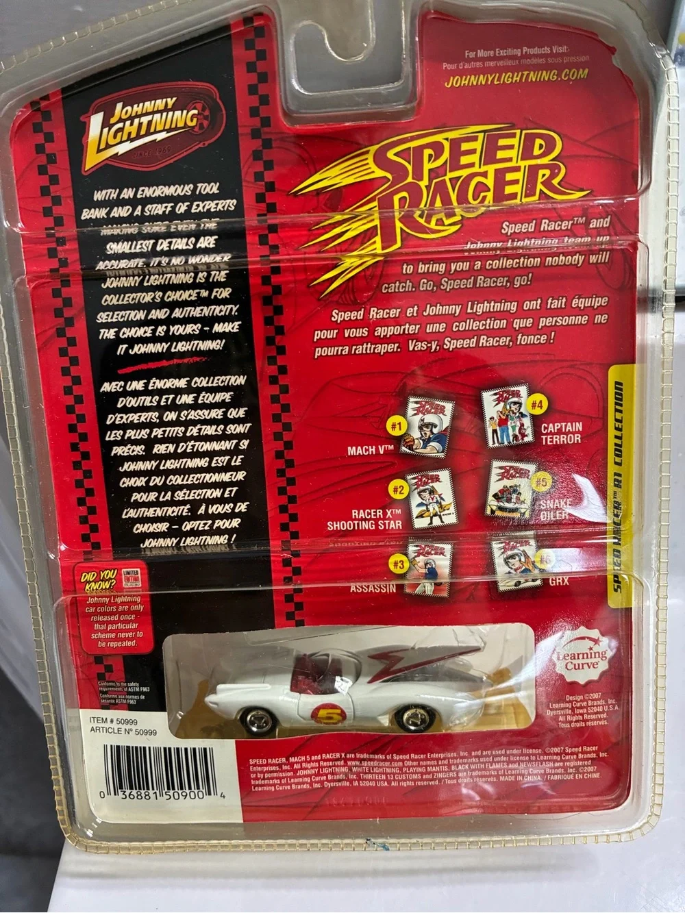 New Johnny Lightning Speed Racer Mach 5 R1 die-cast toy car.